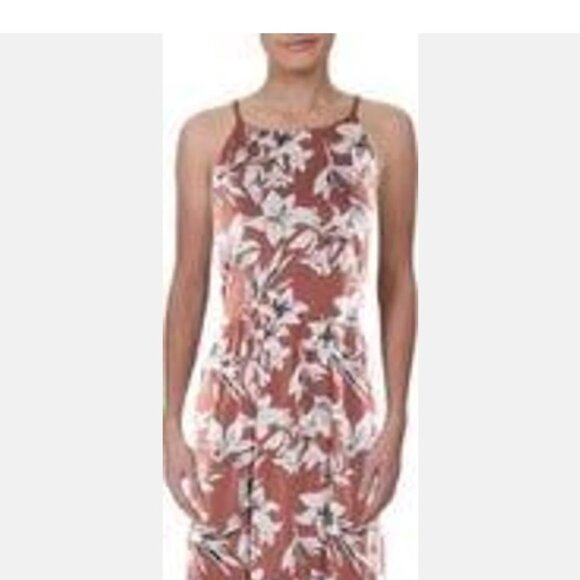 Roxy Sz L Maxi Dress Tropical Floral Print Sleeveless Strappy Back Too Cute! - Picture 3 of 7
